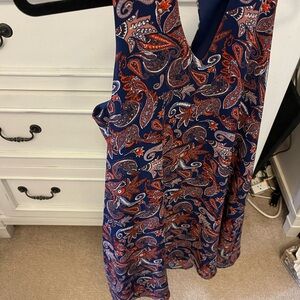 Miami Paisley Print Dress in Blue and Red Medium